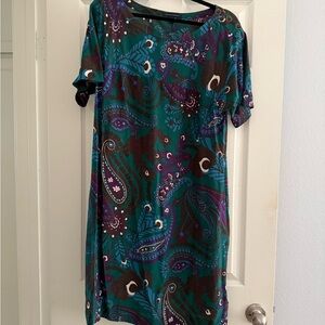 Banana Republic Teal and Purple Paisley Mini Dress
